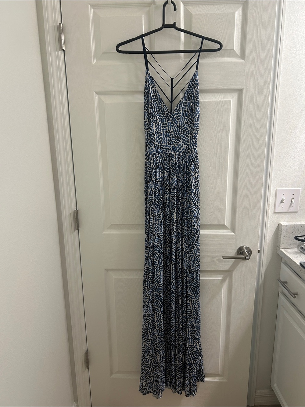 silence + noise Blue and White Patterned Maxi Dress